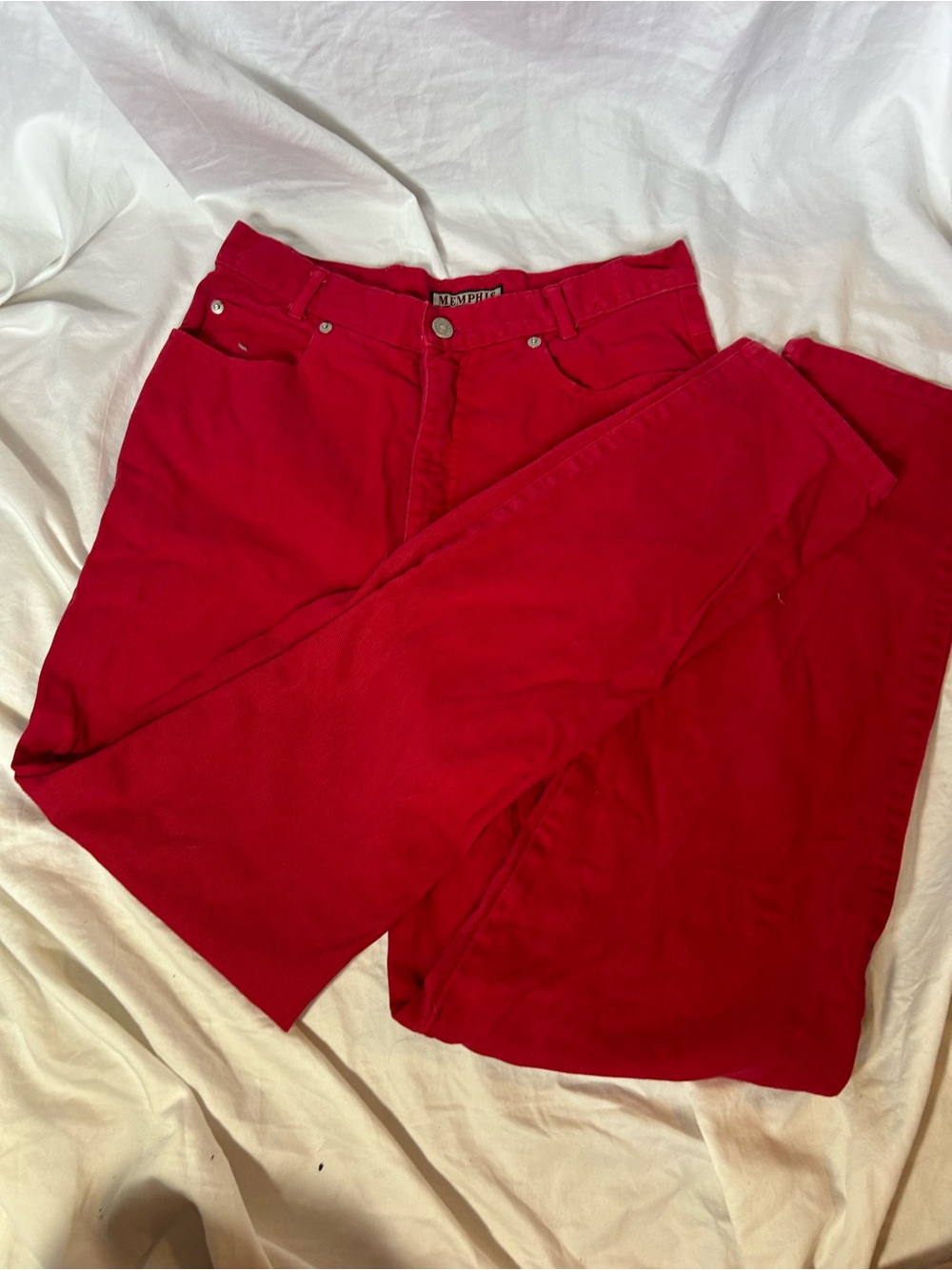REAL 1990s memphis red jeans 100%denim straight/wide leg fit